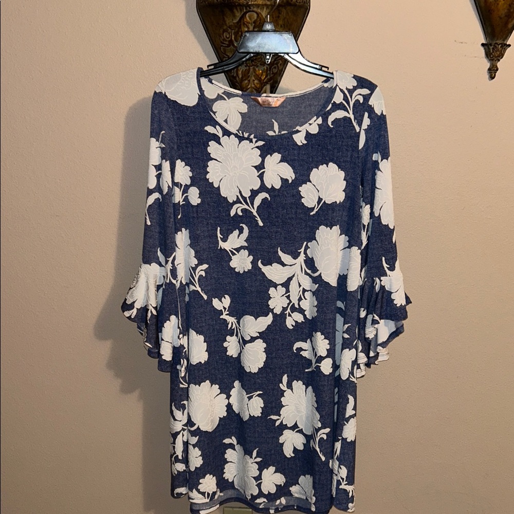 SJS Floral Blue and White dress